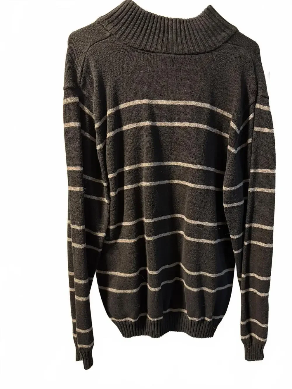 Arrow Men's 100% Cotton Striped Quarter Zip Sweater Size L